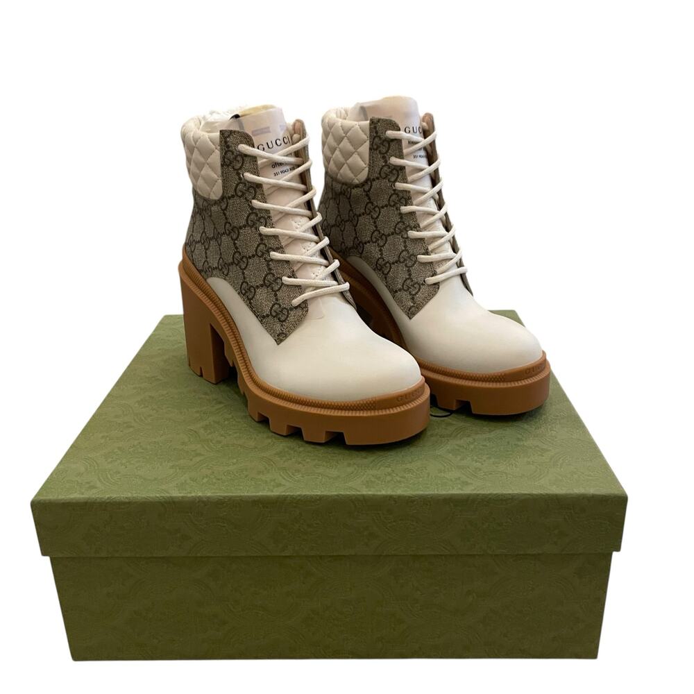 NEW Gucci GG Supreme Leather Ankle Boots 659691 UC810 Size 37.5 | US 7.5 - Picture 16 of 16